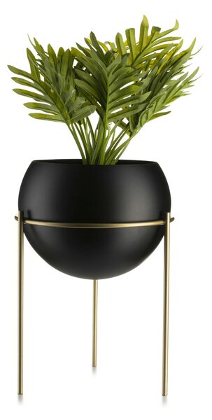 KOVOVÝ KVETINÁČ SO STOJANOM LOFT 25X18 CM ČIERNA/ZLATÁ