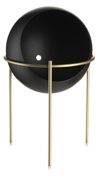 KOVOVÝ KVETINÁČ SO STOJANOM LOFT 25X18 CM ČIERNA/ZLATÁ