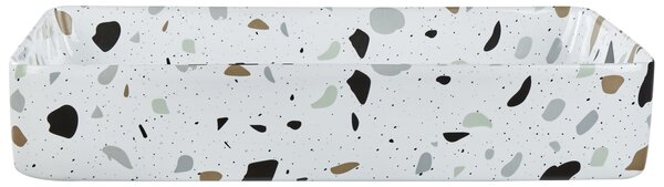 Umývadlo na dosku biela terazzo efekt keramika 61 x 35 cm obdĺžnikový tvar moderný štýl kúpeľňa