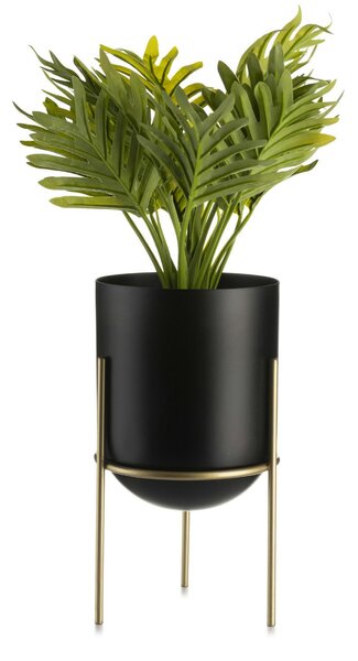 KOVOVÝ KVETINÁČ SO STOJANOM LOFT1 20X12 CM ČIERNA/ZLATÁ