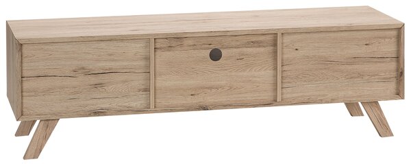 TV stolík biely svetlé drevo so zásuvkou 2 otváracie skrinky moderný dizajn škandinávsky štýl