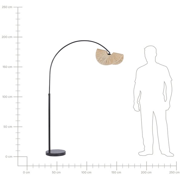 Stojaca lampa prírodná s papierovým tienidlom čierny kovový podstavec osvetlenie do interiéru prírodný štýl japandi