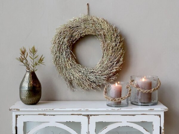 Prírodný dekoratívny veniec s trávou Fleur - Ø 35 cm - Chic Antique