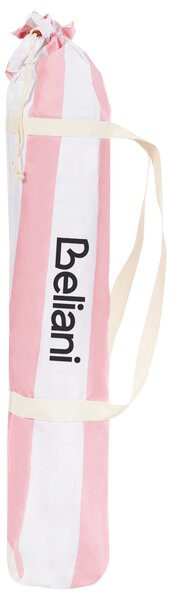 Záhradný slnečník ružová a biela polyester tyč z bukového dreva ⌀ 150 cm okrúhly nastaviteľný UV odolný retro štýl exteriér