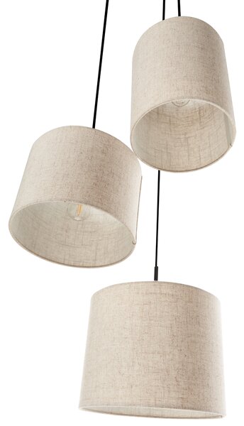 Závesná lampa svetlobéžová ľan látkové tienidlá 3 svetlá moderný štýl osvetlenie obývacia izba