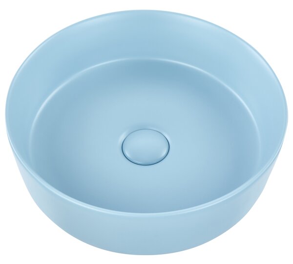 Kúpeľňové umývadlo na dosku modré keramické okrúhle ⌀ 37 cm moderná kúpeľňa