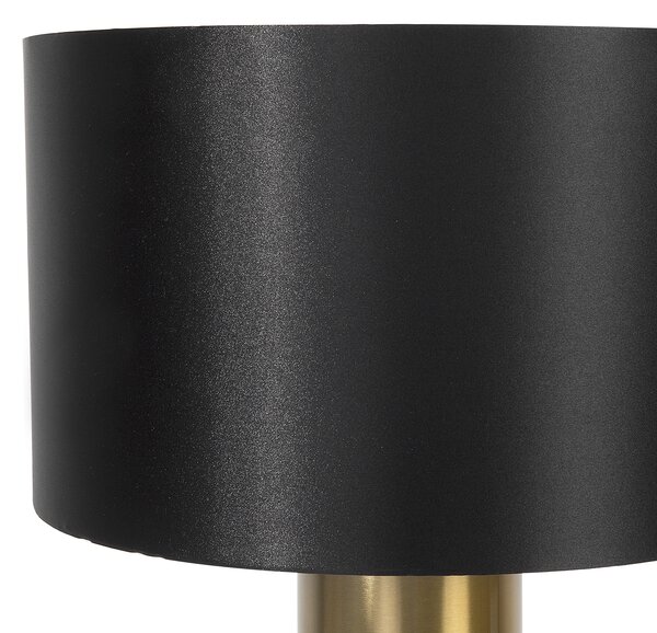 Stolná lampa nočné svetlo okrúhla sivá základňa okrúhle čierne látkové bubnové tienidlo