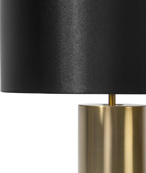 Stolná lampa nočné svetlo okrúhla sivá základňa okrúhle čierne látkové bubnové tienidlo
