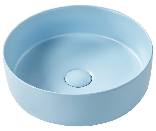 Kúpeľňové umývadlo na dosku modré keramické okrúhle ⌀ 37 cm moderná kúpeľňa