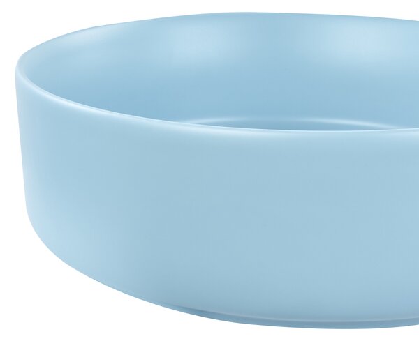 Kúpeľňové umývadlo na dosku modré keramické okrúhle ⌀ 37 cm moderná kúpeľňa