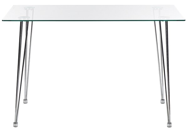 Jedálenský stôl strieborný doska z tvrdeného skla obdĺžnikový 120 x 70 cm pre 4 osoby moderný dizajn