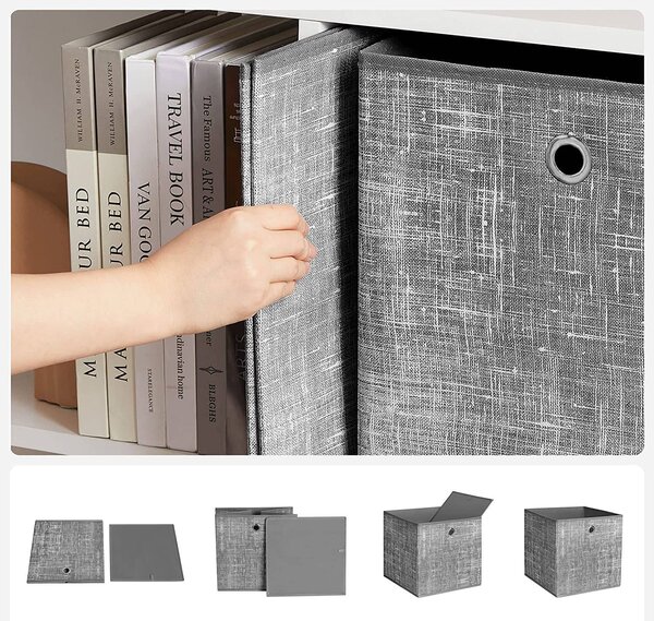 Úložný box Grey, sada 6ks, 30x30x30 cm, sivá