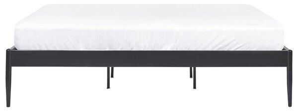 Posteľ čierna kovová 180 x 200 cm lamely z preglejky minimalistický industriálny dizajn spálňa