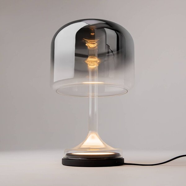 Maytoni Stolová LED lampa Spirito, sivá, sklo, výška 42 cm, Hliník / sivá / zinok, Obývacia izba / jedáleň, Sklo