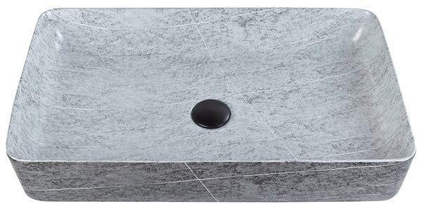 Kúpeľňové umývadlo na dosku sivé keramické granitový efekt 61 x 35 cm obdĺžnikové industriálny štýl
