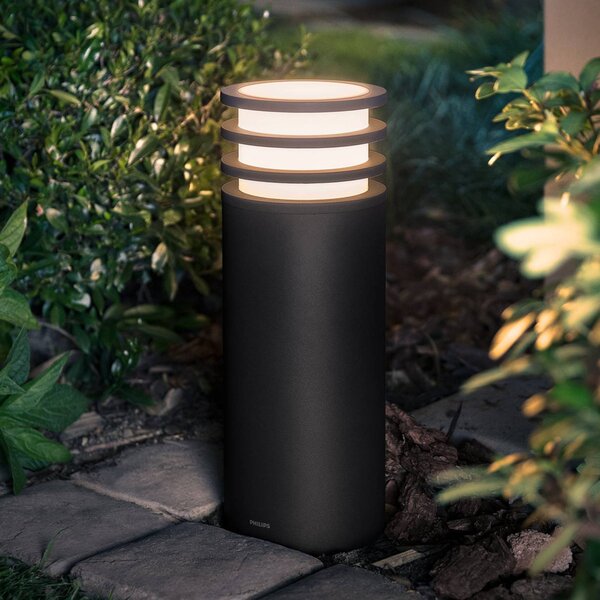 Philips Hue LED žiarovka Lucca s päticou, čierna, RGBW smart, IP44, Čierna, Hliník, Moderný, Vonkajčie stĺpové osvetlenie