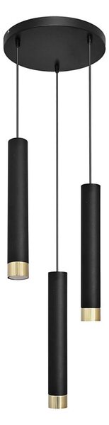LED Luster na lanku TUBA 3xGU10/6,5W/230V čierna/zlatá