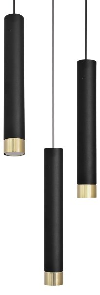 LED Luster na lanku TUBA 3xGU10/6,5W/230V čierna/zlatá