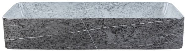 Kúpeľňové umývadlo na dosku sivé keramické granitový efekt 61 x 35 cm obdĺžnikové industriálny štýl