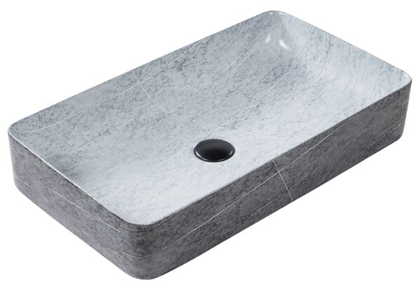 Kúpeľňové umývadlo na dosku sivé keramické granitový efekt 61 x 35 cm obdĺžnikové industriálny štýl
