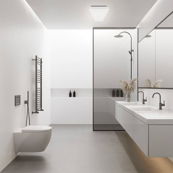MEGAMAN Stropné LED svetlo Bruno, 60 cm, 23 W, IP44, biele, Biela / opálová, Kúpeľňa, Plast, Moderný, Stropné svetlo