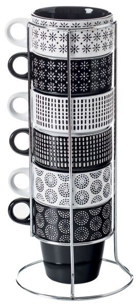 Keramický hrnček so stojanom Ethnik 260 ml sada 6ks