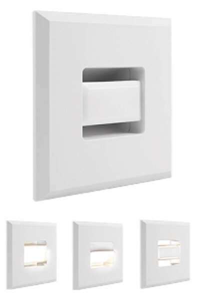 MEGAMAN zapustene LED svietidlo Tina, biele, dĺžka 9 cm, otočné, Biela / opálová, Obývacia izba / jedáleň, Plast, Moderný, Zapustené hranaté