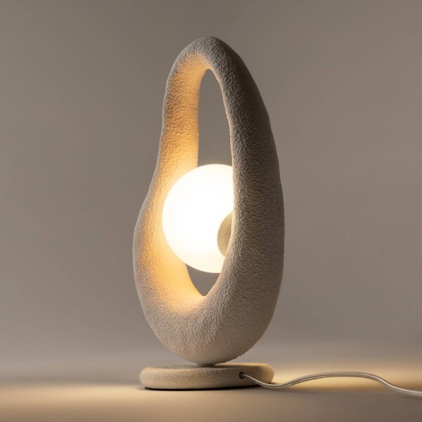 Maytoni Stolová LED lampa Opus, biela, kov/sklo, výška 38 cm, Biela / opálová, Spálňa, kov