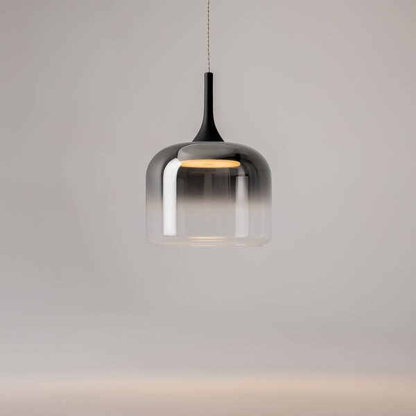 Maytoni LED závesné svietidlo Spirito, dymovo šedé, sklo, Ø 26 cm, Hliník / sivá / zinok, Obývacia izba / jedáleň, Sklo, Skupinové svietidlá