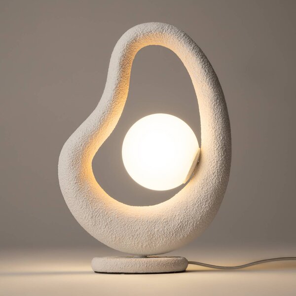 Maytoni Stolová LED lampa Opus, biela, kov/sklo, výška 38 cm, Biela / opálová, Spálňa, kov