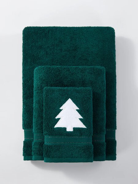 Vianočný uterák CHRISTMAS TREE fľašovo zelený Rozmer: 50x90 cm