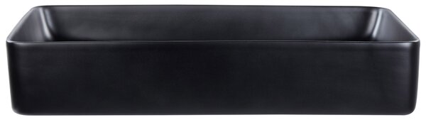 Umývadlo na dosku čierna keramika 61 x 35 cm matný povrch obdĺžnikový tvar moderný štýl kúpeľňa