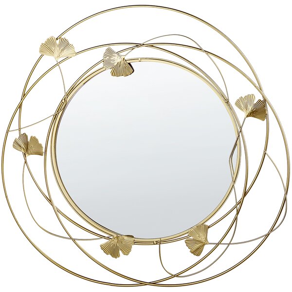 Nástenné zrkadlo zlatá železo sklo ⌀ 47 cm okrúhly tvar dekoratívny rám ginko moderný glamour štýl doplnky