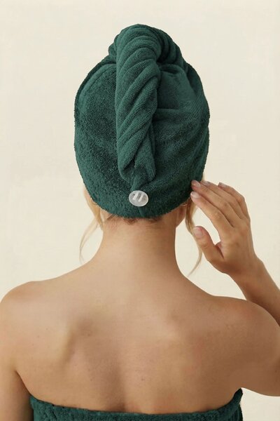 Turban na vlasy SPA fľašovo zelený