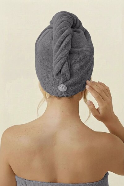 Turban na vlasy SPA sivý