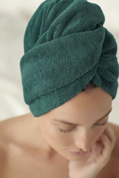 Turban na vlasy SPA fľašovo zelený