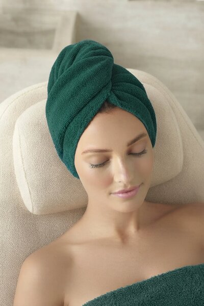 Turban na vlasy SPA fľašovo zelený