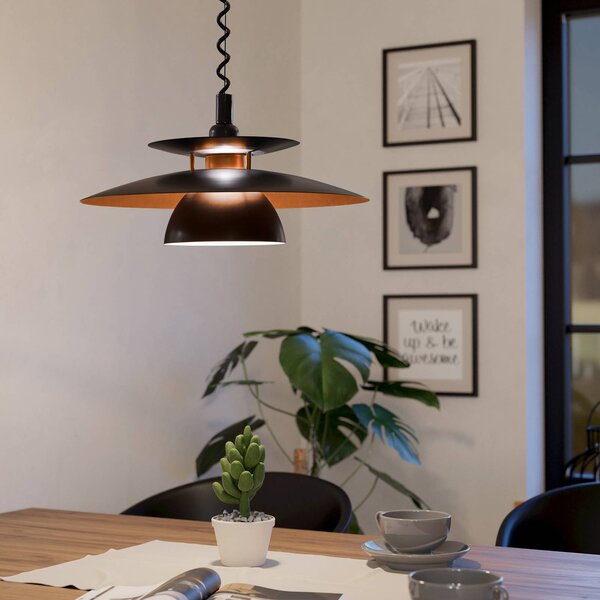 EGLO Brenda – výškovo nastaviteľná závesná lampa, Čierna, Obývacia izba / jedáleň, kov, Moderný, Závesné svietidlo