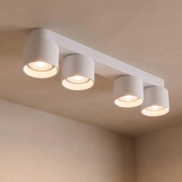 Nordlux Downlight Pitcher, biela/strieborná, 4-pl., kov, GU10, Biela / opálová, Obývacia izba / jedáleň, kov, Moderný