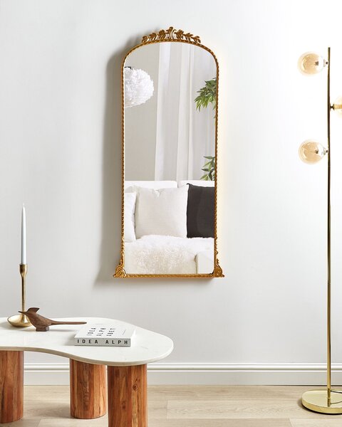 Nástenné zrkadlo zlaté kovové 51 x 114 cm na stenu dekoratívne glamour štýl závesné dekorácie