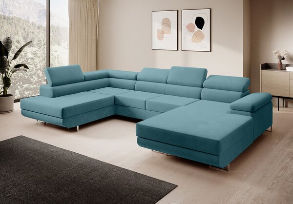 Rohová rozkladacia sedacia súprava U 274 MARYEN Pravá Svetlo hnedá