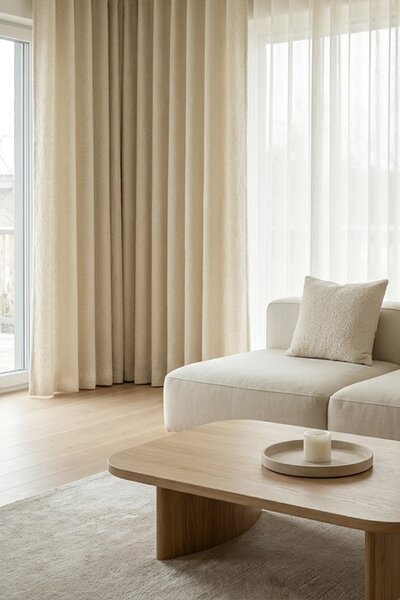 Záves na riasiacu pásku DREAMY BOUCLE béžový Rozmer: 140x300 cm