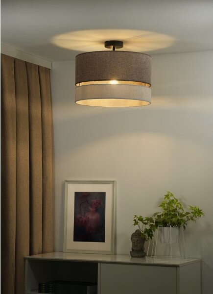 Duolla - Prisadený luster DOUBLE 1xE27/15W/230V pr. 40 cm hnedá/šedá