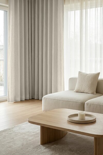 Záves na riasiacu pásku DREAMY BOUCLE krémový Rozmer: 140x300 cm