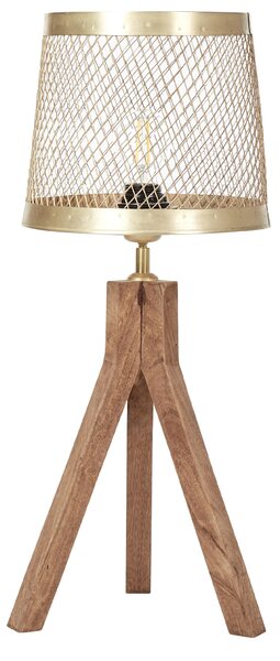 Stolná lampa tmavé mangové drevo s mosadzným železným tienidlom klasický dizajn moderné dekorácie osvetlenie