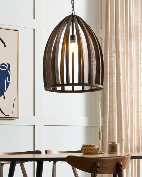 Závesná lampa tmavohnedá mangové drevo prírodné drevené tienidlo stropné svietidlo boho štýl ručne vyrobené bytové doplnky