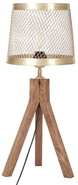 Stolná lampa tmavé mangové drevo s mosadzným železným tienidlom klasický dizajn moderné dekorácie osvetlenie