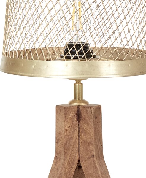 Stolná lampa tmavé mangové drevo s mosadzným železným tienidlom klasický dizajn moderné dekorácie osvetlenie