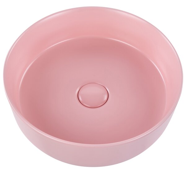 Kúpeľňové umývadlo na dosku ružové keramické okrúhle ⌀ 37 cm moderná kúpeľňa