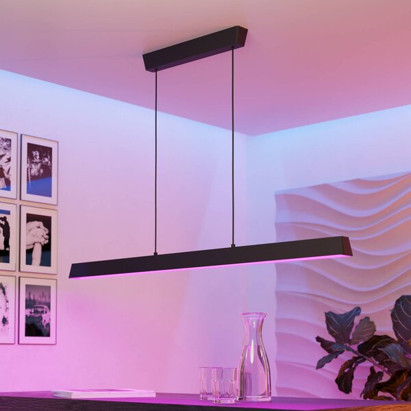 EGLO connect Simolaris-Z závesné LED svetlo 122 cm, Čierna, Obývacia izba / jedáleň, kov, Moderný, Stropné svetlo